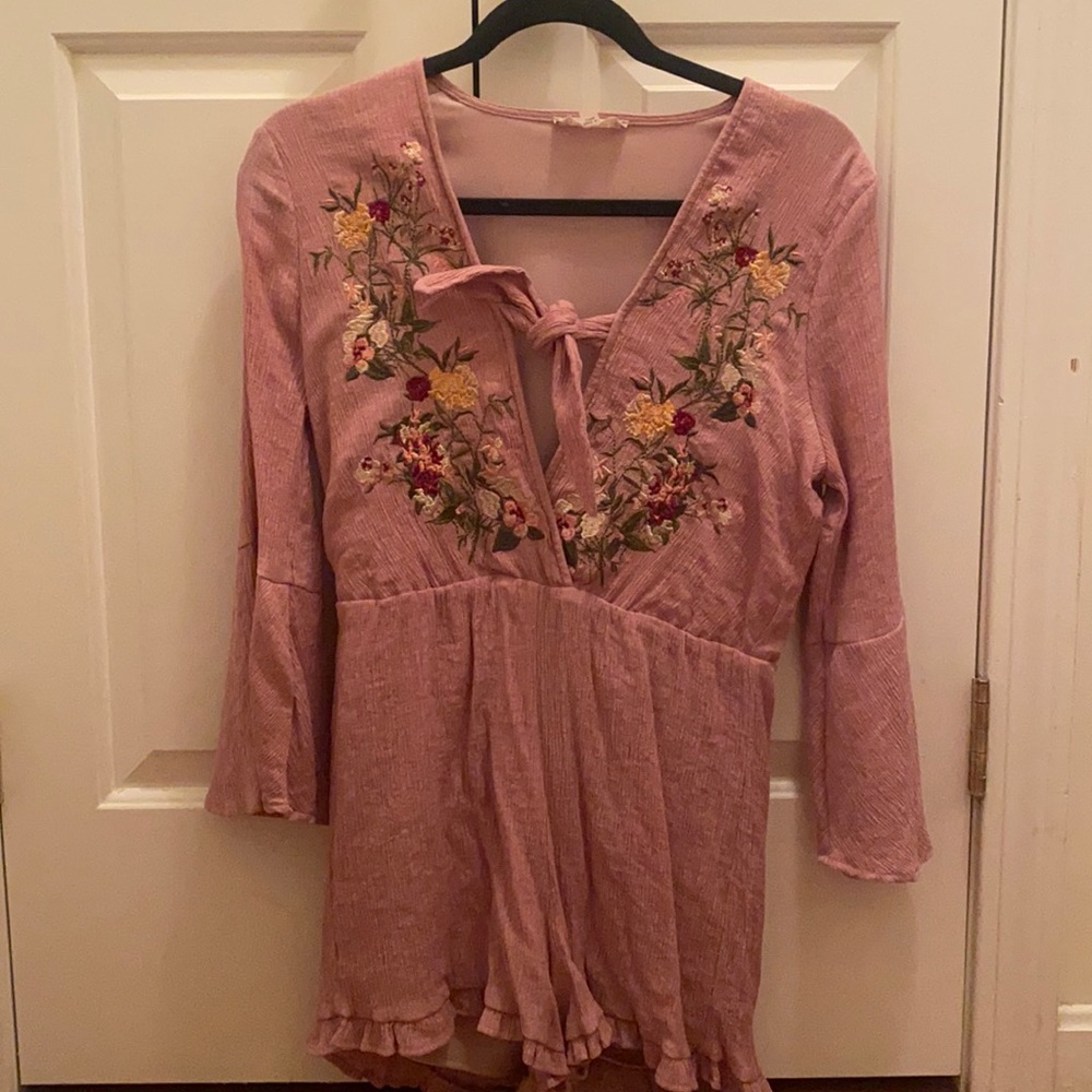 Pink long sleeve romper